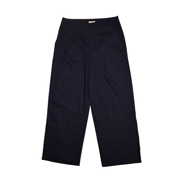 COURT & ROWE NEW $99 Navy Linen Blend High Waisted Wide Leg Crop Pant Size 8 - Picture 1 of 3